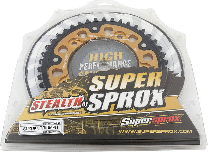 Supersprox Rear Stealth Sprocket Aluminum Steel 42T-530 GLD - RST-1800-42-GLD Suzuki Motorcycles 2001-2016