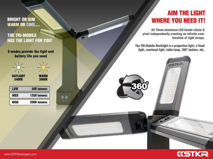 Stkr TRI-Mobile Work Light 2000 Lumen - 12680
