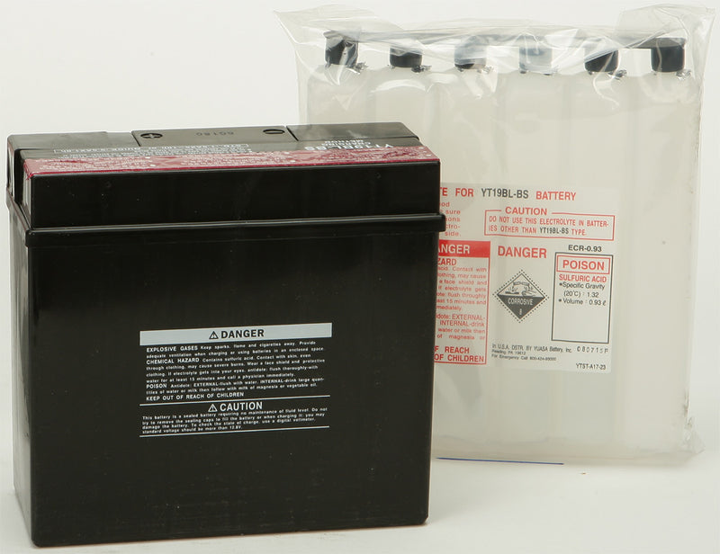Yuasa Battery YT19BL-BS Maintenance Free - YUAM6219BL For BMW Motorcycles 1978-2023 | Yamaha Venture 1000 2013