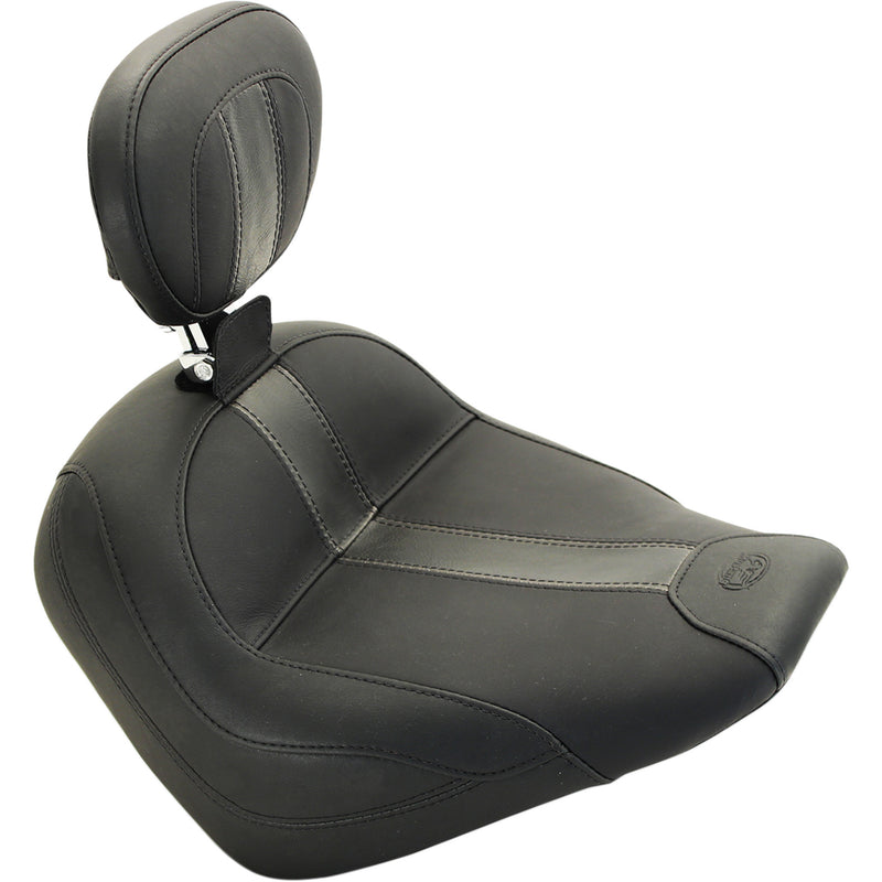 Mustang Vintage Solo Seat — Includes Backrest, Plain Black Vinyl Driver's Backrest - 79507 For Indian Scout 2015-2024
