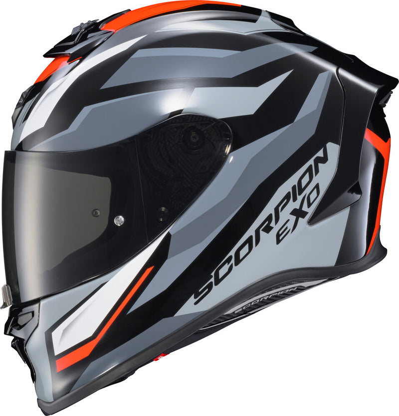 Scorpion Exo 75-1369L R1-2405 EXO-R1 AIR FULL FACE HELMET RAVEN BLACK/RED/GREY LG