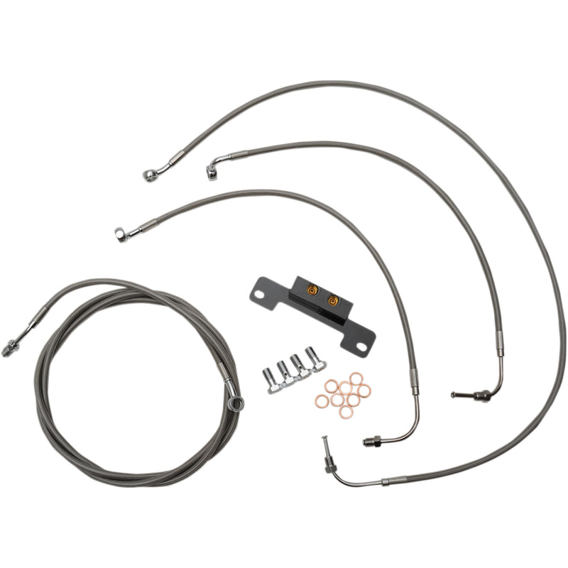 LA Choppers Standard Stainless Braided Handlebar Cable Brake Line Kit 15"-17" Ape Hangers - LA-8055KT-16 For Harley Touring 2017-2019