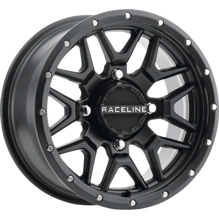 RACELINE WHEELS 0230-1497 A94B-57056+10 Krank Simulated Beadlock Wheel Wheel - Krank - Simulated Beadlock - Front/Rear - Black - 15x7 - 4/156 - 5+2 (+10 mm)