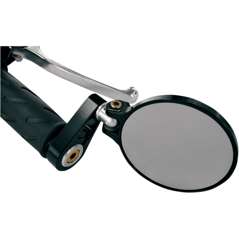 Joker Machine Cafe Racer Folding Bar End Mirror Side View Round Black 3-1/4" - 09-303B