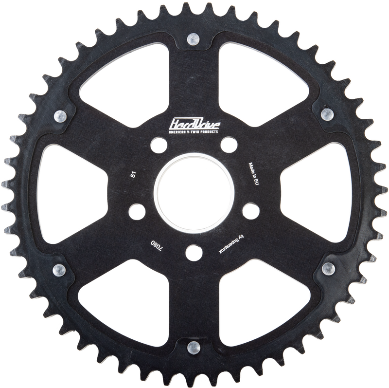 Harddrive Carbon Tooth Sprocket 51T Black Black - RST-7080_WPS:51-BLK For Harley Motorcycles 1984-2024