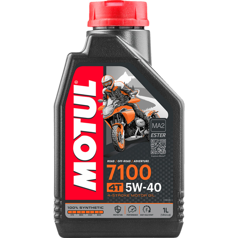 MOTUL 3601-0490 104086 7100 Synthetic 4T Engine Oil 7100 4T Synthetic Oil - 5W-40 - 1L