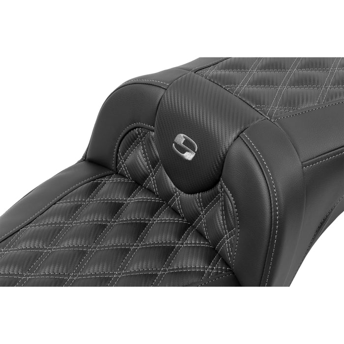 SADDLEMEN 0801-1795 823-07-20702 Roadsofa™ Extended Reach Seat - without Backrest - Lattice Stitch - Dark Gray Stitch - FL/FX 23-24