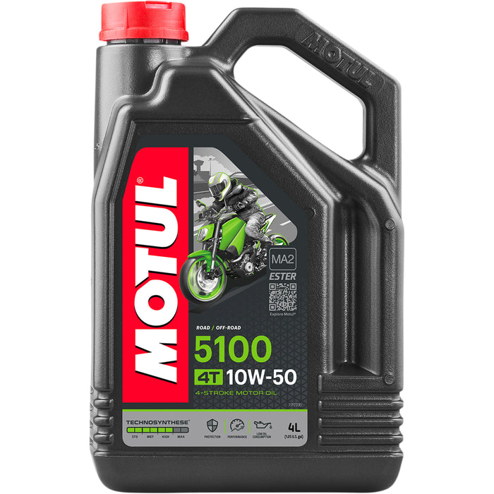 MOTUL 3601-0062 104076 5100 Synthetic Blend 4T Engine Oil 5100 4T Synthetic Blend Oil - 10W-50 - 4L