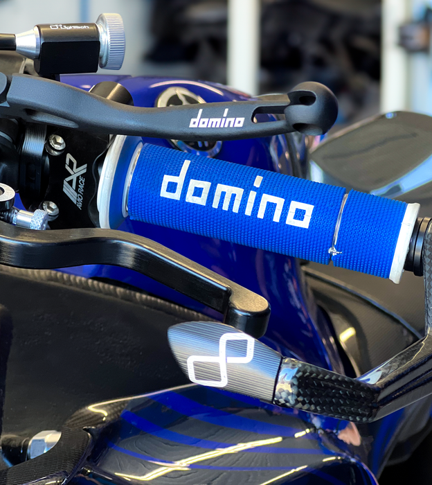 Domino Racing 58-2289 A45041C4648B7-0 A450 ROAD RACING GRIPS BLUE/WHITE PAIR