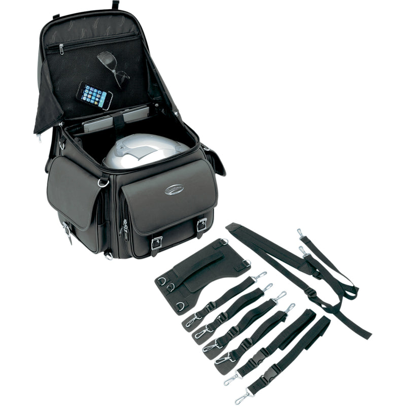 SADDLEMEN 3515-0120 EX000440 BR3400EX Combination Backrest, Backseat, and Sissy Bar Bag Sissy Bar Bag - Black