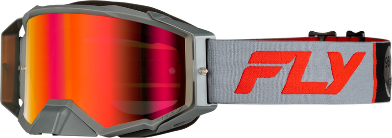 Fly Racing 37-5191 37-5191 ZONE PRO GOGGLE GREY/RED W/ LIGHT RED MIRROR/AMBER LENS