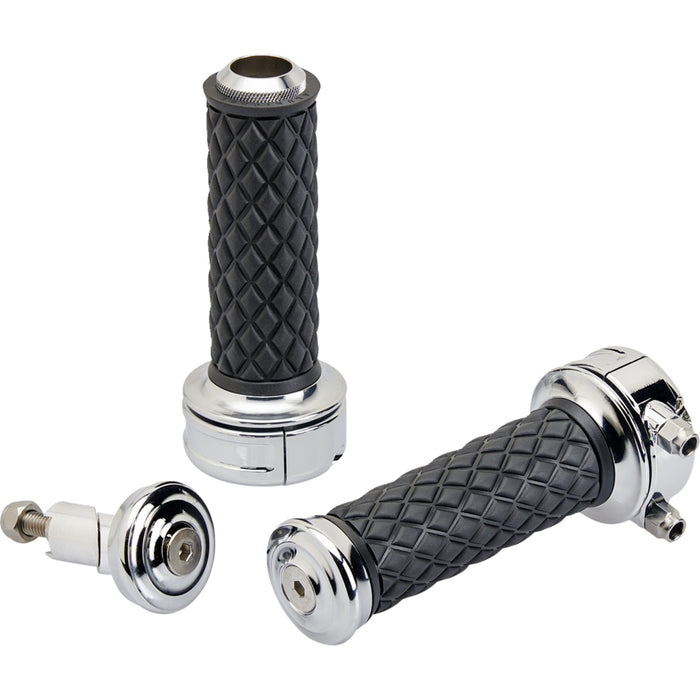 BILTWELL 0630-3073 6606-105-01 Alumicore Grips Grips - Alumicore - Custom - Chrome