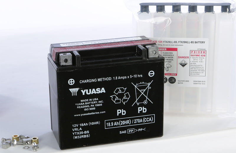 Yuasa Battery YTX20-BS Maintenance Free - YUAM32RBS For Harley 1980-1996 | Arctic Cat Snowmobiles 1991-2022 | Indian Scout / Spirit / Chief 2001-2003