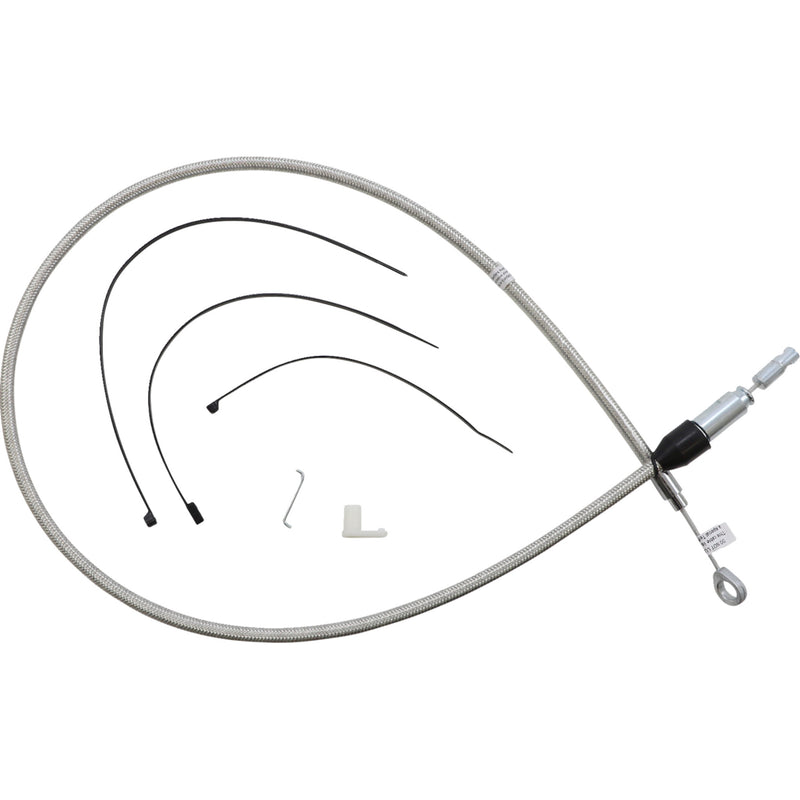 Magnum Shielding Polished Stainless Quick Connect Upper Clutch Cable 44" - 523410HE For Harley Motorcycles 2018-2024