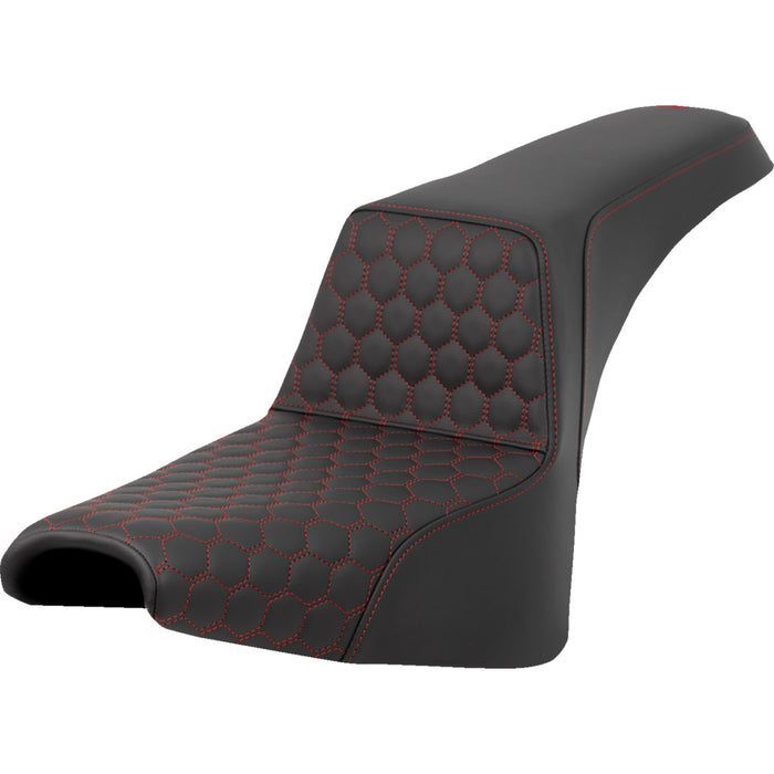 SADDLEMEN 0802-1577 A818-30-177RED Honeycomb Step-Up Seat - Red Stitching - FXBB/FXST '18-'24