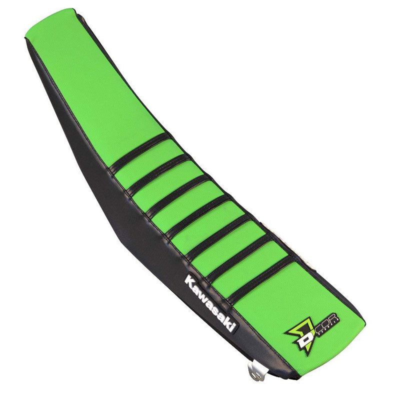 D'cor Visuals D-Cor Seat Cover Team Kawasaki Replica Black Green With Ribs - 30-20-102 Kawasaki KX 85 / KX 112 2014-2025