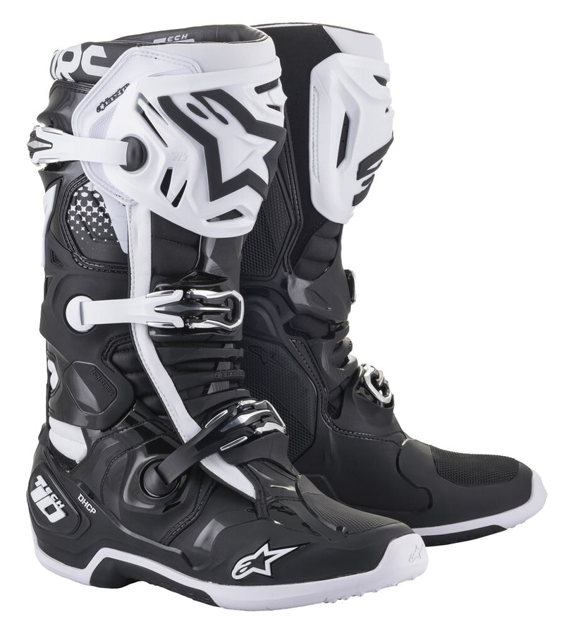 Alpinestars 482-02007 2010020-12-7 TECH 10 BOOTS BLACK/WHITE SZ 07