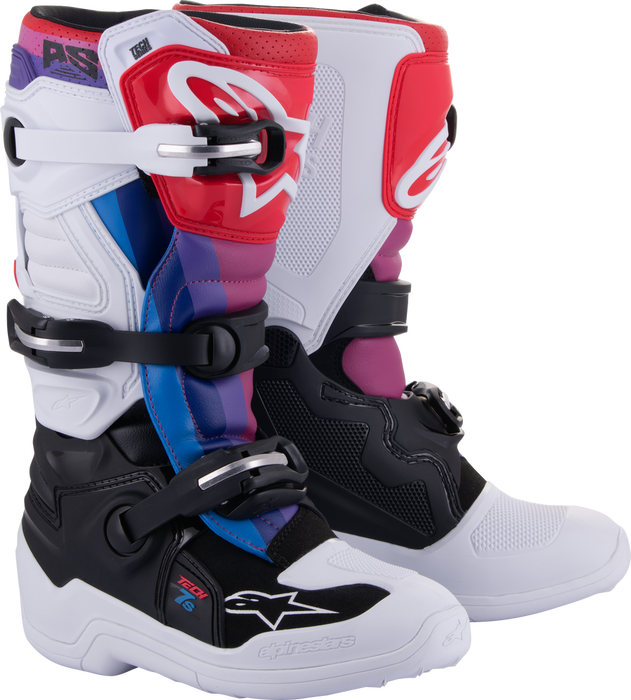 Alpinestars 482-48508 2015017-289-8 TECH 7S BOOTS WHT/BLK/RAINBOW SZ 8