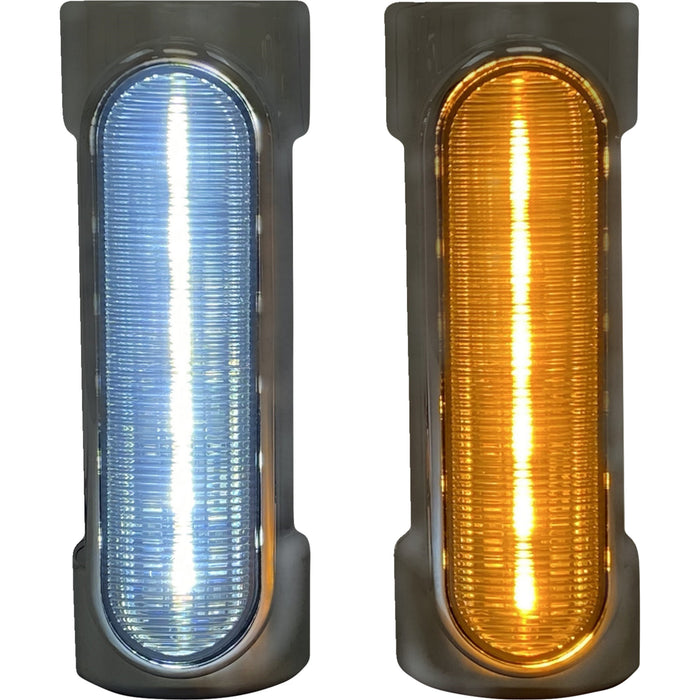 CUSTOM DYNAMICS 2040-2532 CD-CB-AW-SS6-C Dynamic Amber/White Engine Guard LEDs - Engine Guard Light - '10-'13 FLHX - Chrome