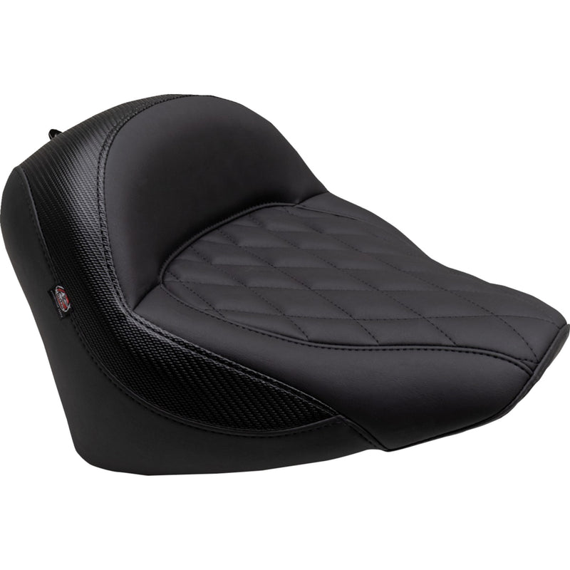 Mustang Standard Touring Solo Seat Without Driver Backrest Black Diamond Stitch - 88203 For Indian 2022-2023