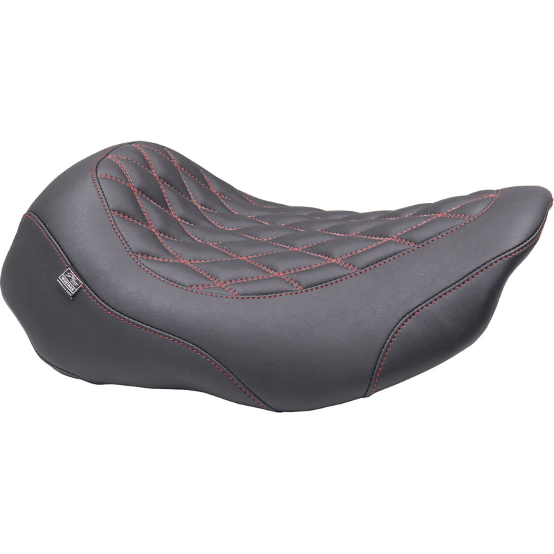 Mustang Wide Tripper™ Solo Seat Solo Dark Cherry Stitching - 88503DC For Harley Touring 2023-2026