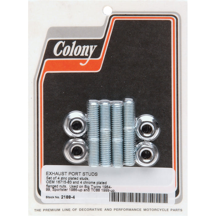 COLONY 2401-0126 2188-4 Exhaust Port Kit Exhaust Stud and Nut