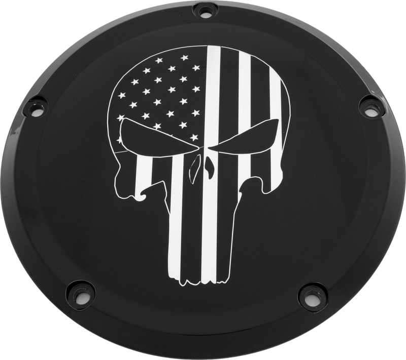 Custom Engraving 6 M8 Softail Derby Cover Punisher Black - PATR22-67BG For Harley Softail 2018-2022