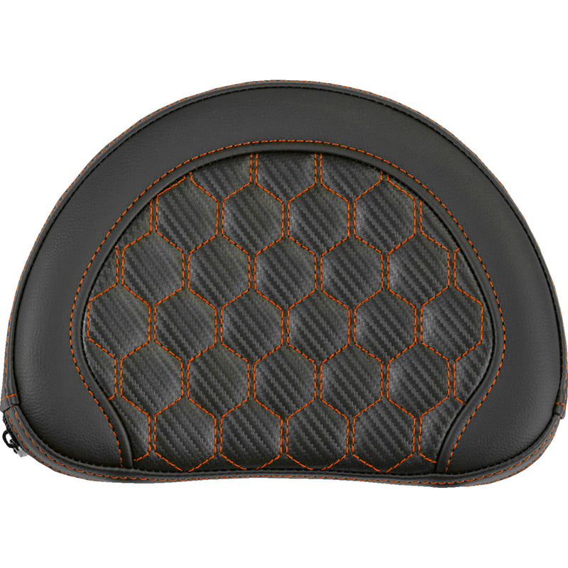 SADDLEMEN 0822-0666 051319003 Contoured Sissy Bar Pad honeycomb - orange stitch