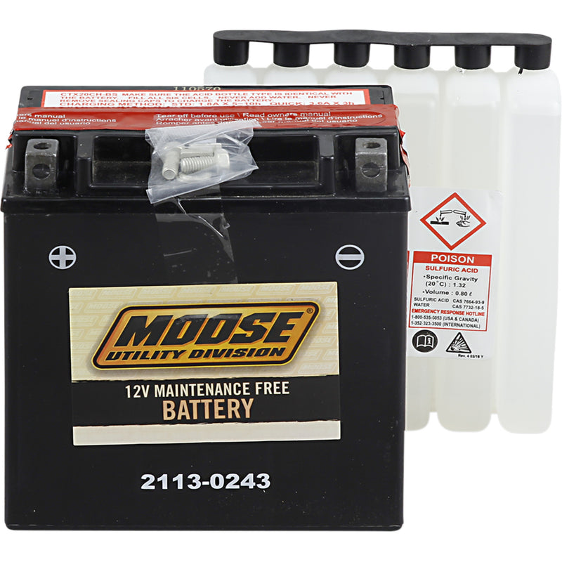 Moose Offroad YTX Battery - MTX20CH-BS Suzuki 500F Vinson 4x4 / QuadMaster 500 4x4 / KingQuad 700 4x4 / KingQuad 750 AXi 4x4 2004-2007