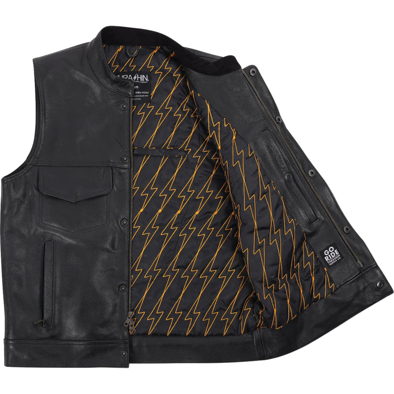 THRASHIN SUPPLY CO. Mulholland Leather Riding Vest Black