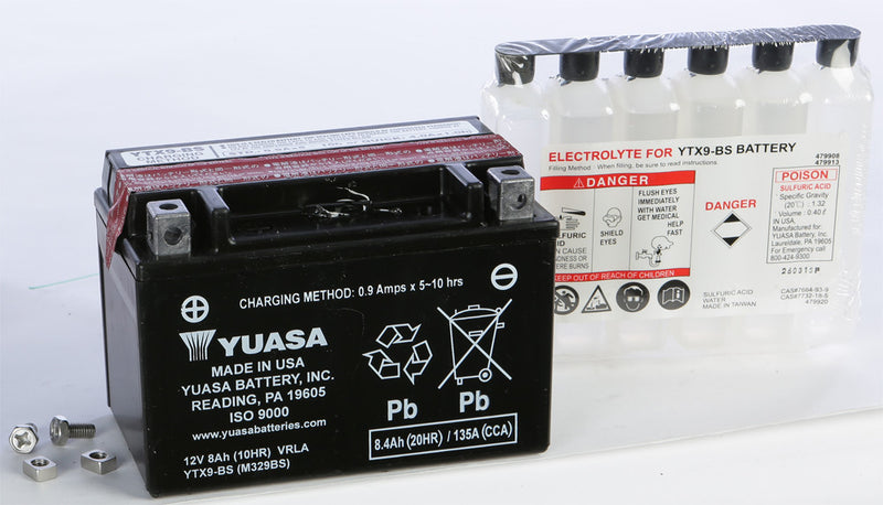 Yuasa Battery YTX9-BS Maintenance Free - YUAM329BSIND For Honda Motorcycles 1986-2020 | Husaberg Dirt Bikes 1997-2003