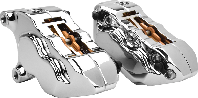 Hawg Halters Inc 4 Pist Front Dual Caliper Kit Chrome W 11.8" Rotor - FKDDCC5018 For Harley Touring 2006-2023