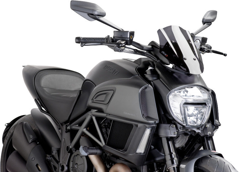 Puig Hi-Tech Parts Windscreen Naked NEW GEN Sport Dark Smoke - 7592F Ducati Diavel 2014-2018