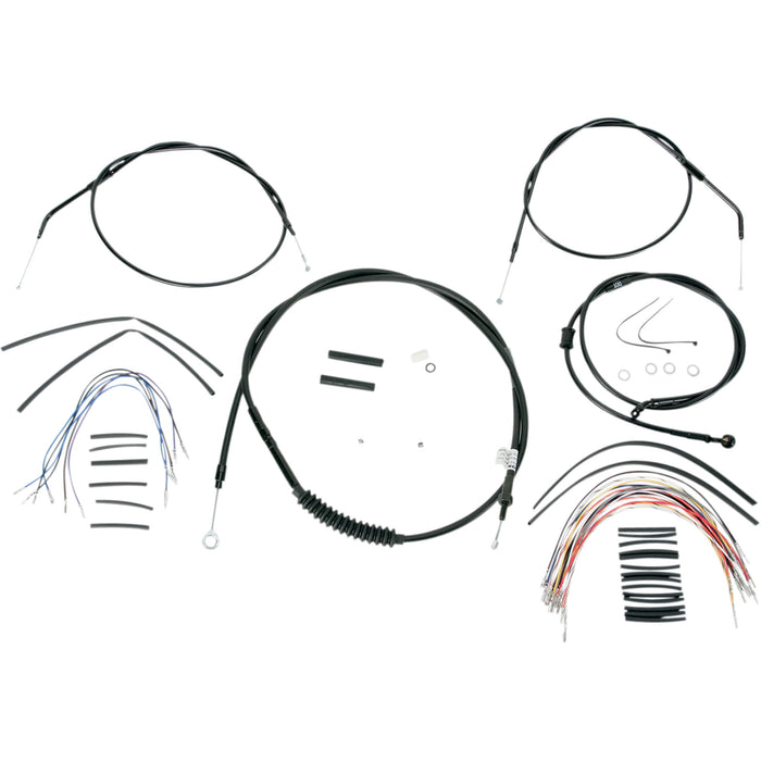 BURLY BRAND 0610-0270 B30-1008 Complete Black Vinyl Handlebar Cable/Line Kit for Ape Hanger Handlebars - 12"