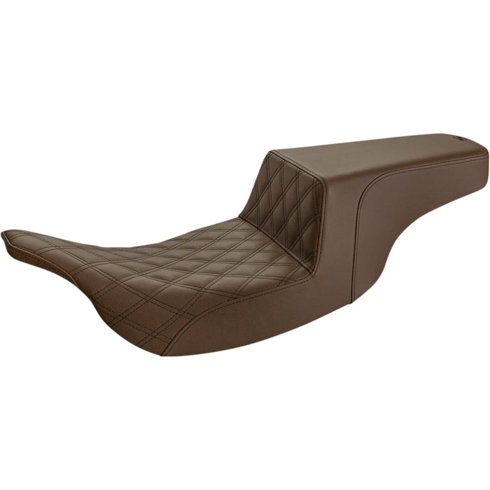 SADDLEMEN 0801-1354 897-07-172BR Step-Up Seat — Front Lattice Stitch - Brown