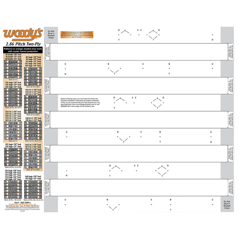 WOODY'S 3820-0035 286T-TEMP-2 Studding Template track - 120"/129"/137"/146"/154" - 2.86" pitch