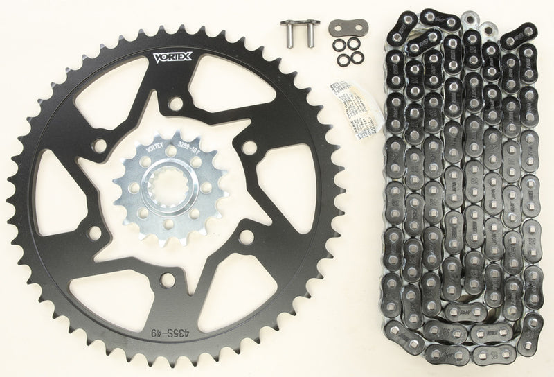 Vortex 3-CK6364 CK6364 SPROCKET/CHAIN KIT STL/STL 16/49T SIL RX3 520-120L BLK