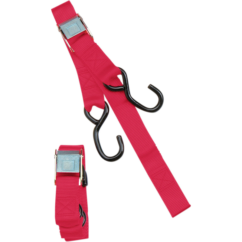 PARTS UNLIMITED 3920-0072 1" Heavy-Duty Cam Buckle Tie-Downs with Built-In Assist Cam Buckle Tie-Down - 1" x 5-1/2' - Red
