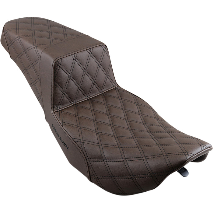 SADDLEMEN 0801-1102 897-06-175BR Step-Up Seat — Full Lattice Stitch - Brown