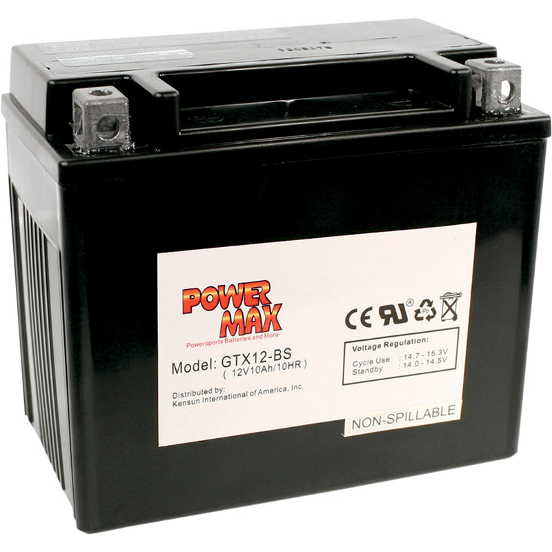Power Max Battery - GTX12-BS For Kymco ATV/UTV Models 2004-2014 | Peugeot Satelis 2009-2010 | Bimota Superleggra 1000 / 1100 / 100 1996-2000