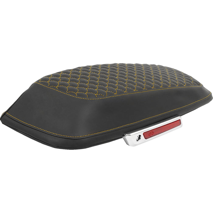 SADDLEMEN 3501-2333 L870-14-20907 Dragon Scale Saddlebag Lid Covers Saddlebag Lid Covers - Dragon Scale - Gold Stitch - FLH/FLT '14-'25