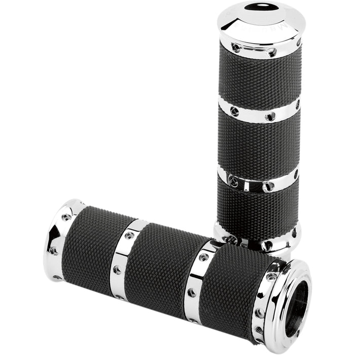 PERFORMANCE MACHINE (PM) 0630-0800 0063-2018-CH Contour XL Renthal Wrapped Grips - TBW - Chrome