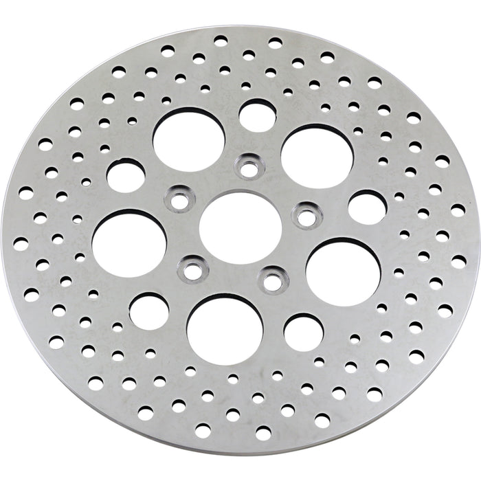 DRAG SPECIALTIES DS-325739 Polished Stainless Steel Drilled Brake Rotor Drilled Brake Rotor - Rear - 11.5" - Harley-Davidson