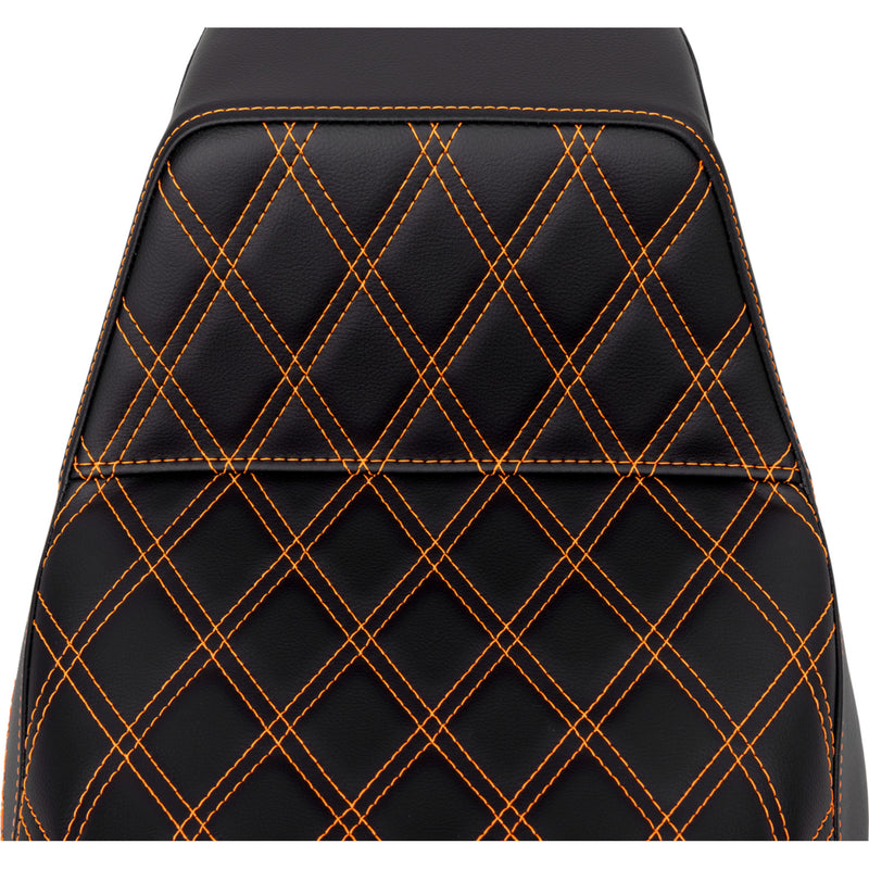 Saddlemen Lattice Stitch Step-Up Seat Front Orange Stitch - 808-07B-17203 For Harley Touring 2008-2024