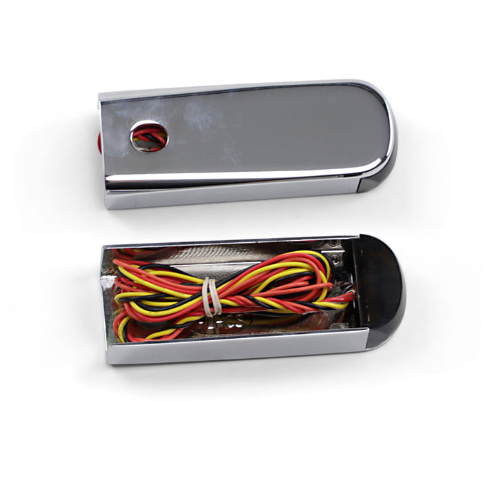 ALLOY ART 2020-1786 SSL-BR-2C Fender Strut LED Marker Lights - Smoke/Red Chrome FLHC