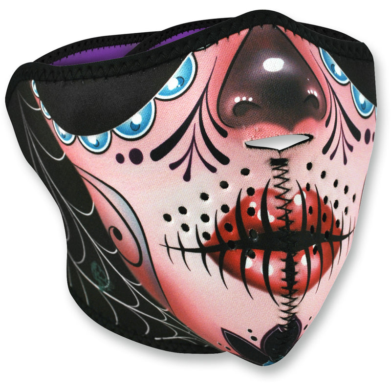 ZAN HEADGEAR 2504-0410 WNFM082H Neoprene Half Mask Half Mask - Sugar Skull