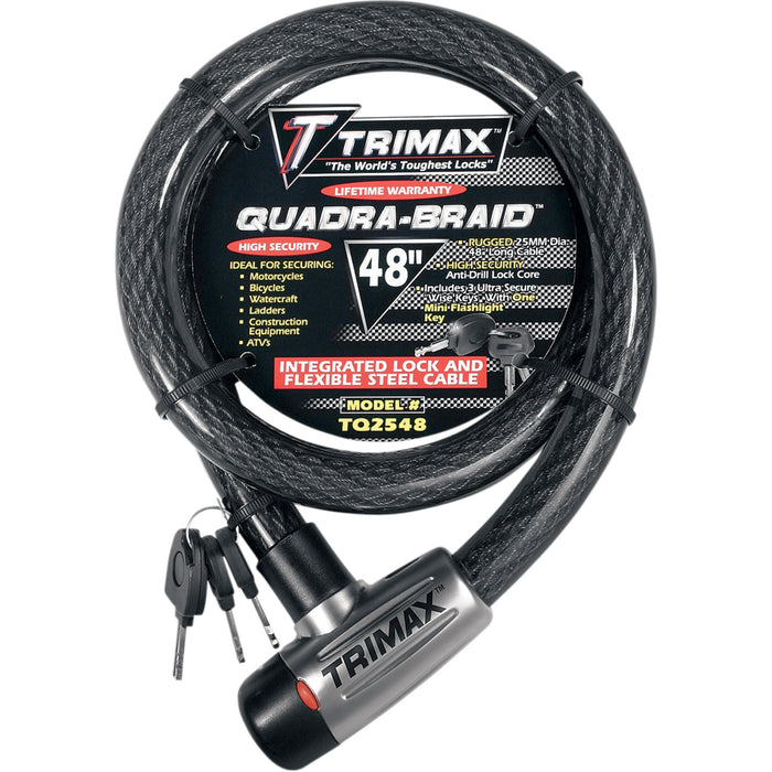 TRIMAX 4010-0073 TQ2548 Multi-Use Cable Lock Quad Braid Lock - 48"