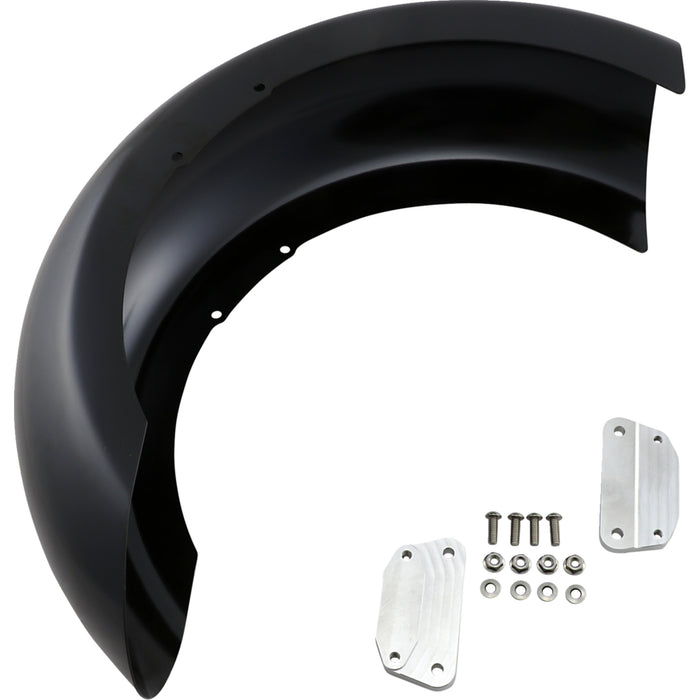 KLOCK WERKS 1401-0702 KWF-02-0511 Hugger Front Fender with Mounting Blocks for Softail/Dyna - Slicer Fender Kit - w/ Satin Blocks - Steel - 18"