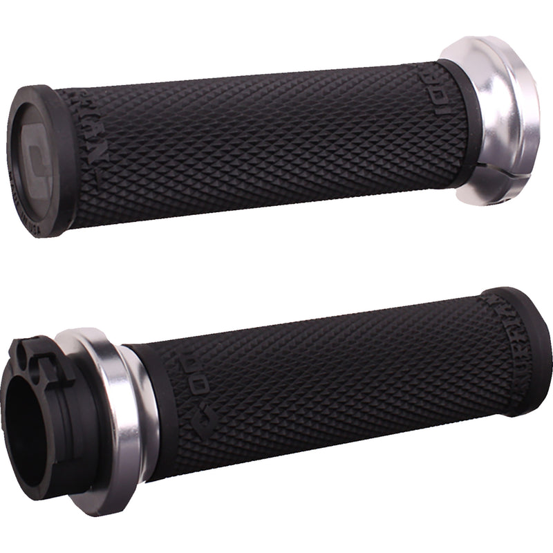 ODI Ruffian Lock-On Street Grips Cable Black Silver - V30HCWB-S For Harley Motorcycles 1984-2022