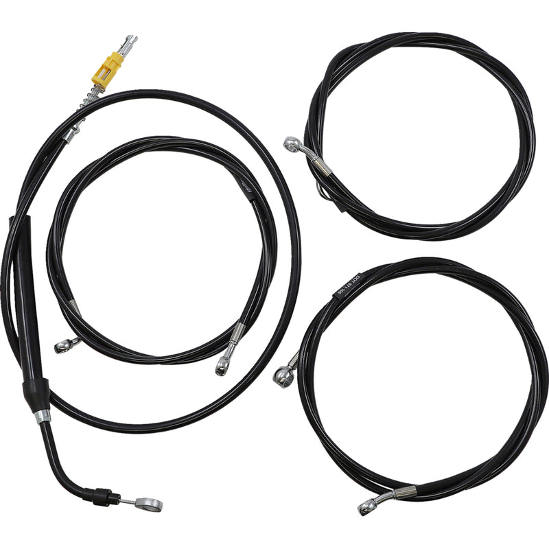 LA Choppers Complete Black Vinyl Braided Handlebar Cable Brake Line Kit 12"-14" Handlebars - LA-8058KT2-13B For Harley Touring 2021-2022